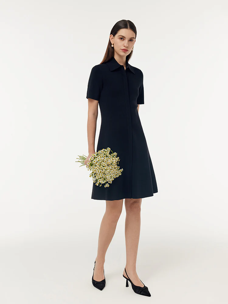 Zip-Up Gathered Waist Women Convertible Knit Mini Dress - Image 3