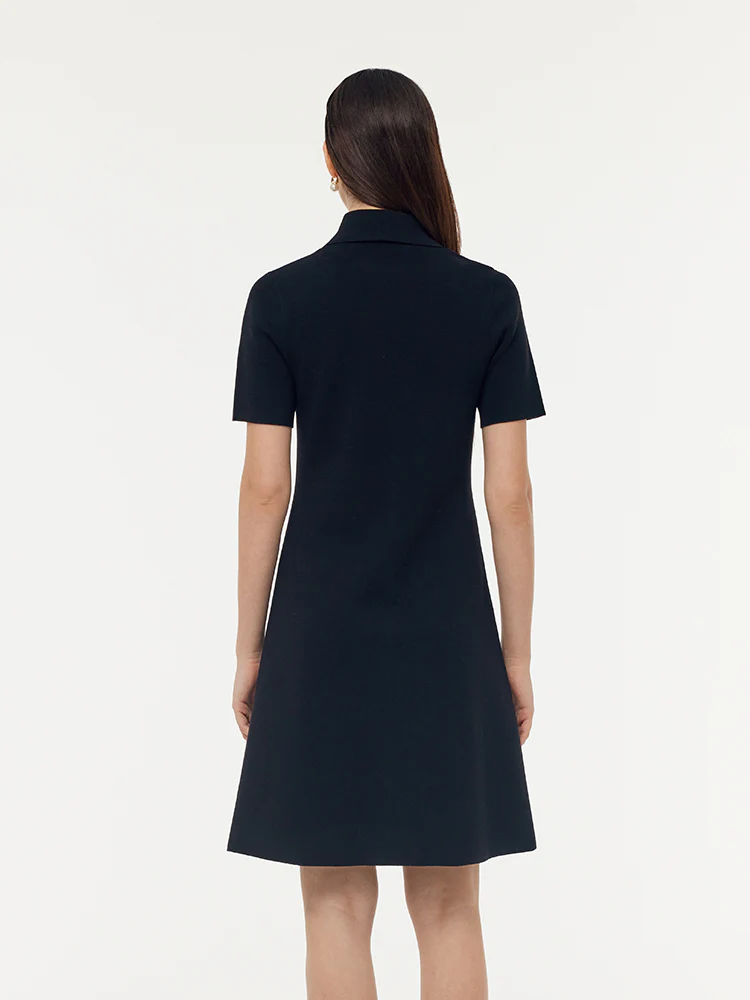 Zip-Up Gathered Waist Women Convertible Knit Mini Dress - Image 4